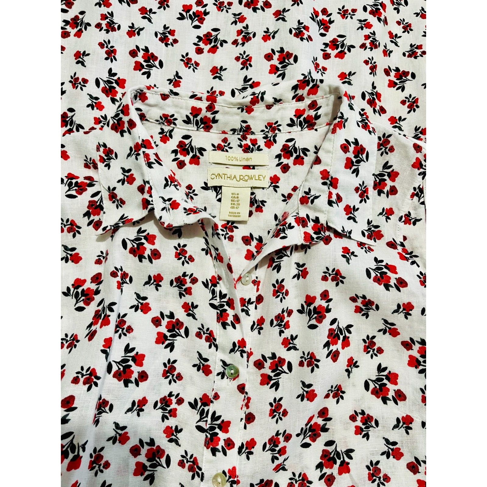 Cynthia Rowley Linen Dress Maxi Cottage Roses Classic Summer Vacation Women 8 — image 8 of 8